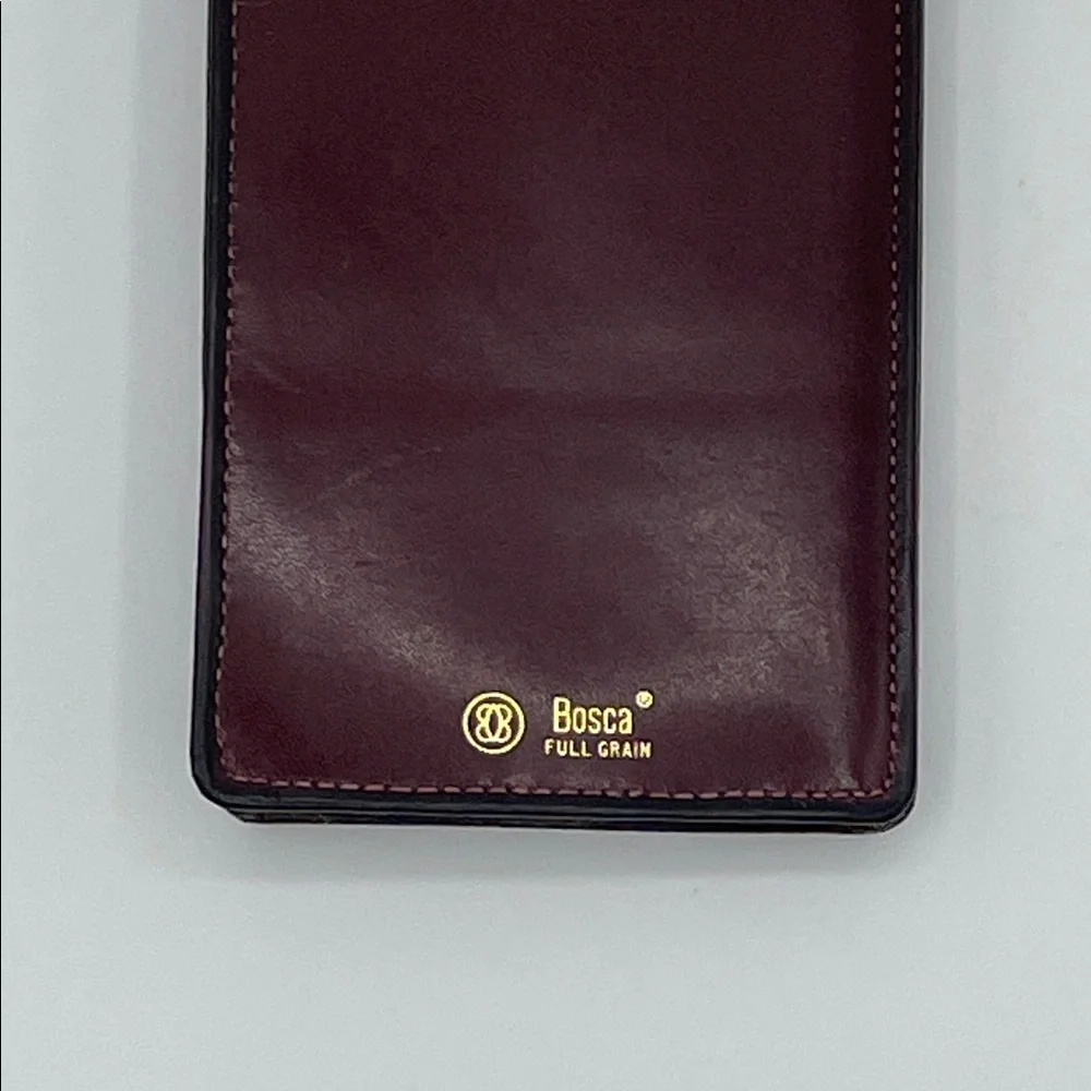 Bosca Brown Full Grain Leather Glasses Case with Gold Accent - Picture 4 of 5